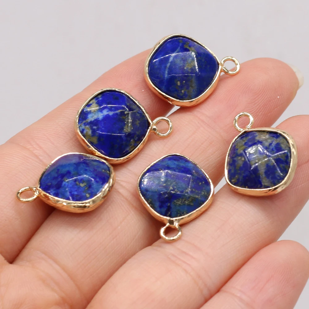 

Natural Sem Stone Lapis lazuli Irregular Round Faceted Pendant DIY Necklace Earrings for Jewelry Making Gift