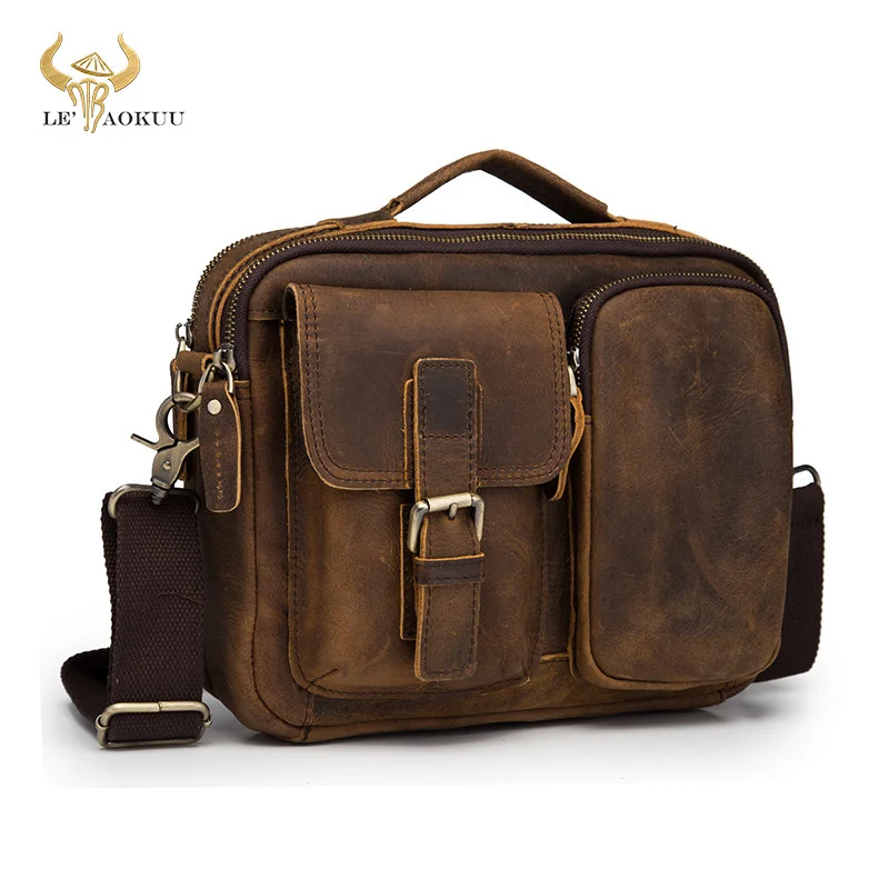 

Качественная оригинальная кожаная дизайнерская мужская сумка-мессенджер через плечо из воловьей кожи, модная сумка через плечо для планшета 9 дюймов, тоут, рюкзак, ранец, 036-c