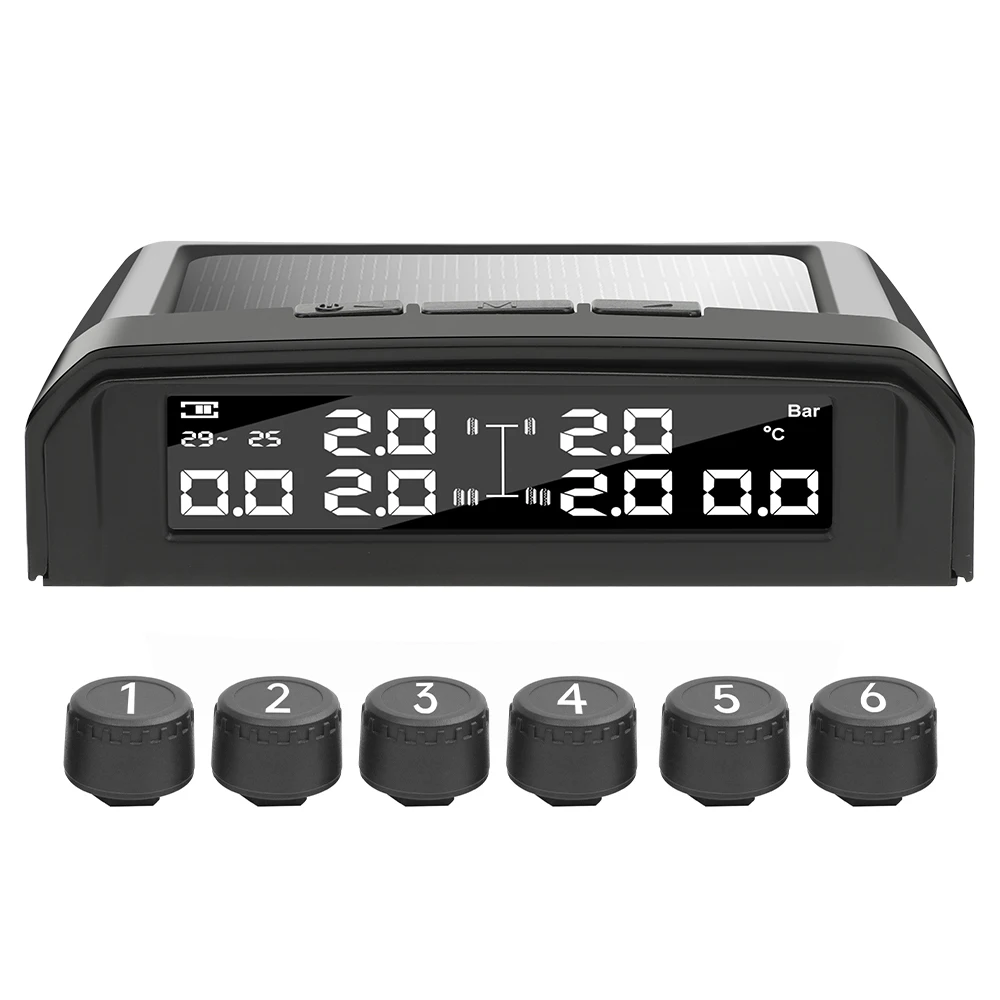 Система Контроля Давления В Шинах TPMS 6 С 6 Внешними Датчиками, ЖК-дисплеем, Сменной Батареей И Мониторингом Температуры
Система Контроля Давления В Шинах TPMS 6 С 6 Внешними Датчиками, ЖК-дисплеем, Сменной Батареей И Мониторингом Температуры