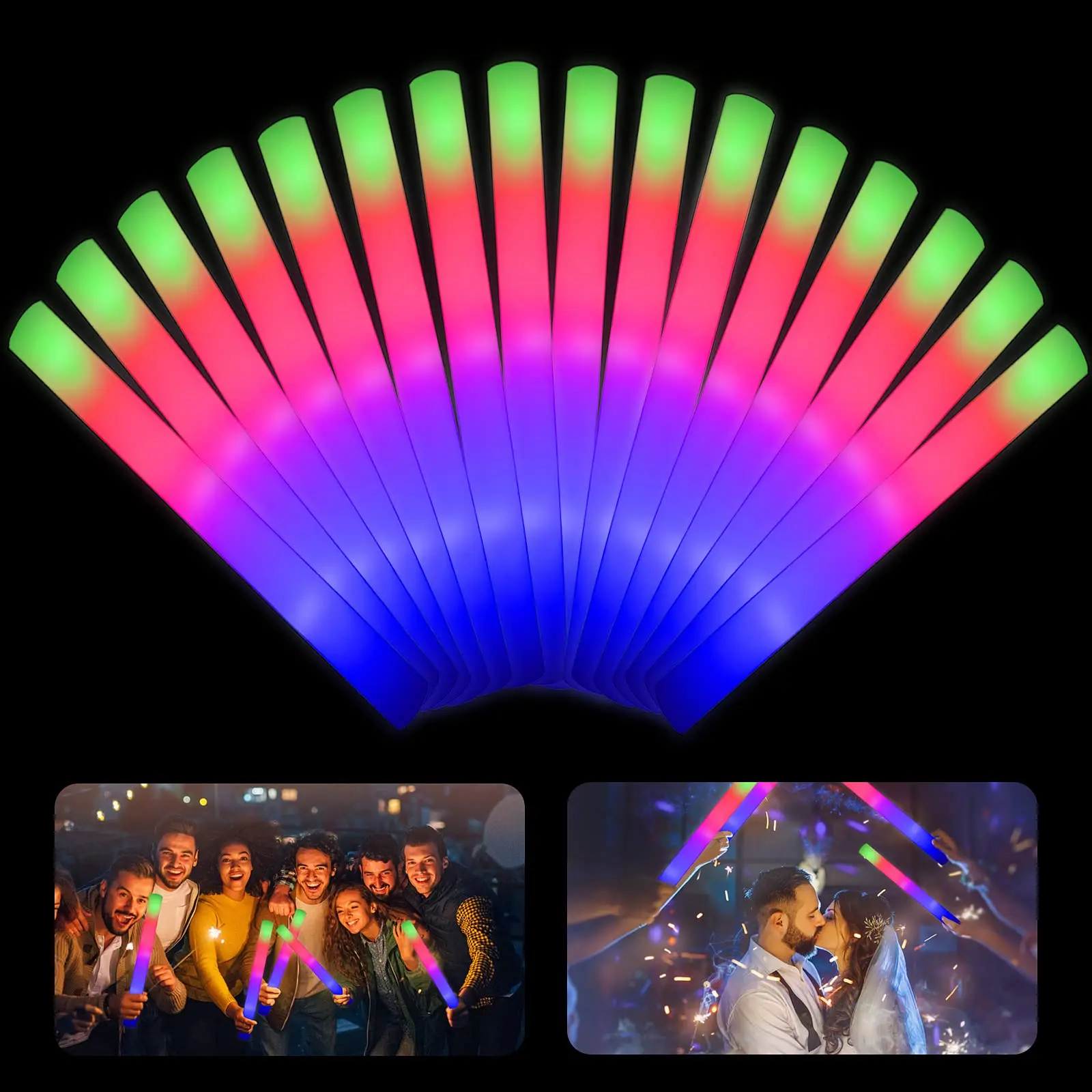 30pcs LED Glow Sticks Bulk Colorful RGB flash stick colorful for Birthday Wedding Party Supplies festival
30pcs LED Glow Sticks Bulk Colorful RGB flash stick colorful for Birthday Wedding Party Supplies festival