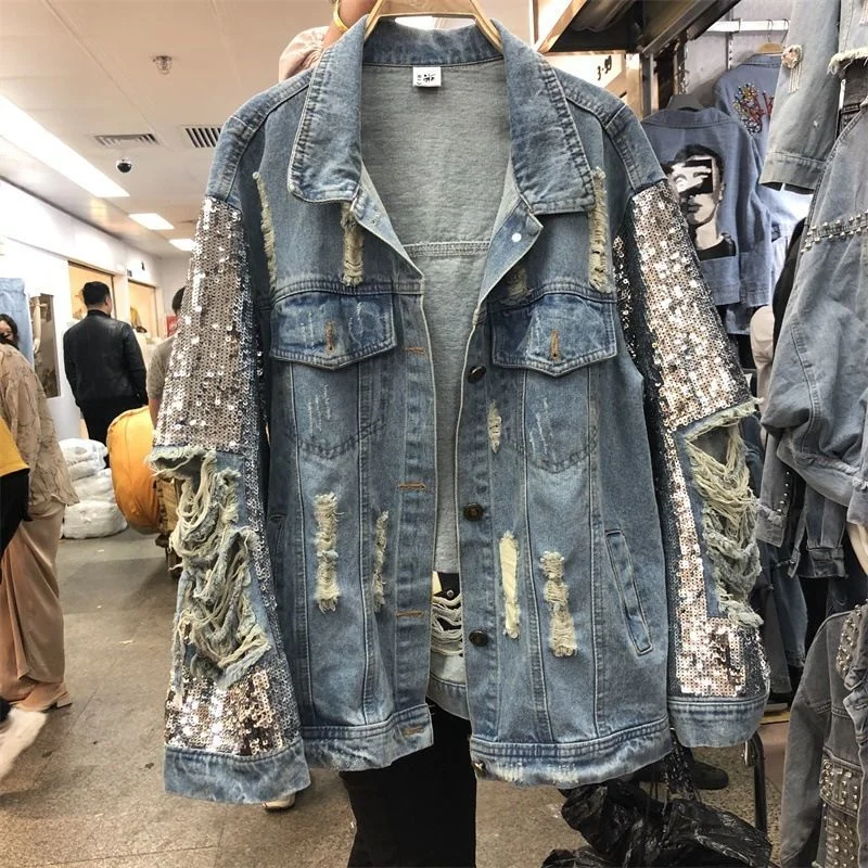 Streetwear Woman Coat Denim European Style Sequin Jacket Female Spring Autumn Jeans Clothes Woman Bling Jacket Coat
Streetwear Woman Coat Denim European Style Sequin Jacket Female Spring Autumn Jeans Clothes Woman Bling Jacket Coat