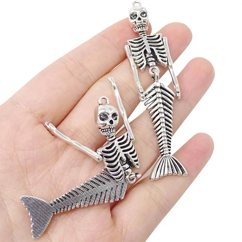 2PCS Tibetan Silver Large Arm Adjustable Mermaid Skeleton Charm Pendant For Diy Jewelry Punk Necklaces Gothic Earring Making
2PCS Tibetan Silver Large Arm Adjustable Mermaid Skeleton Charm Pendant For Diy Jewelry Punk Necklaces Gothic Earring Making