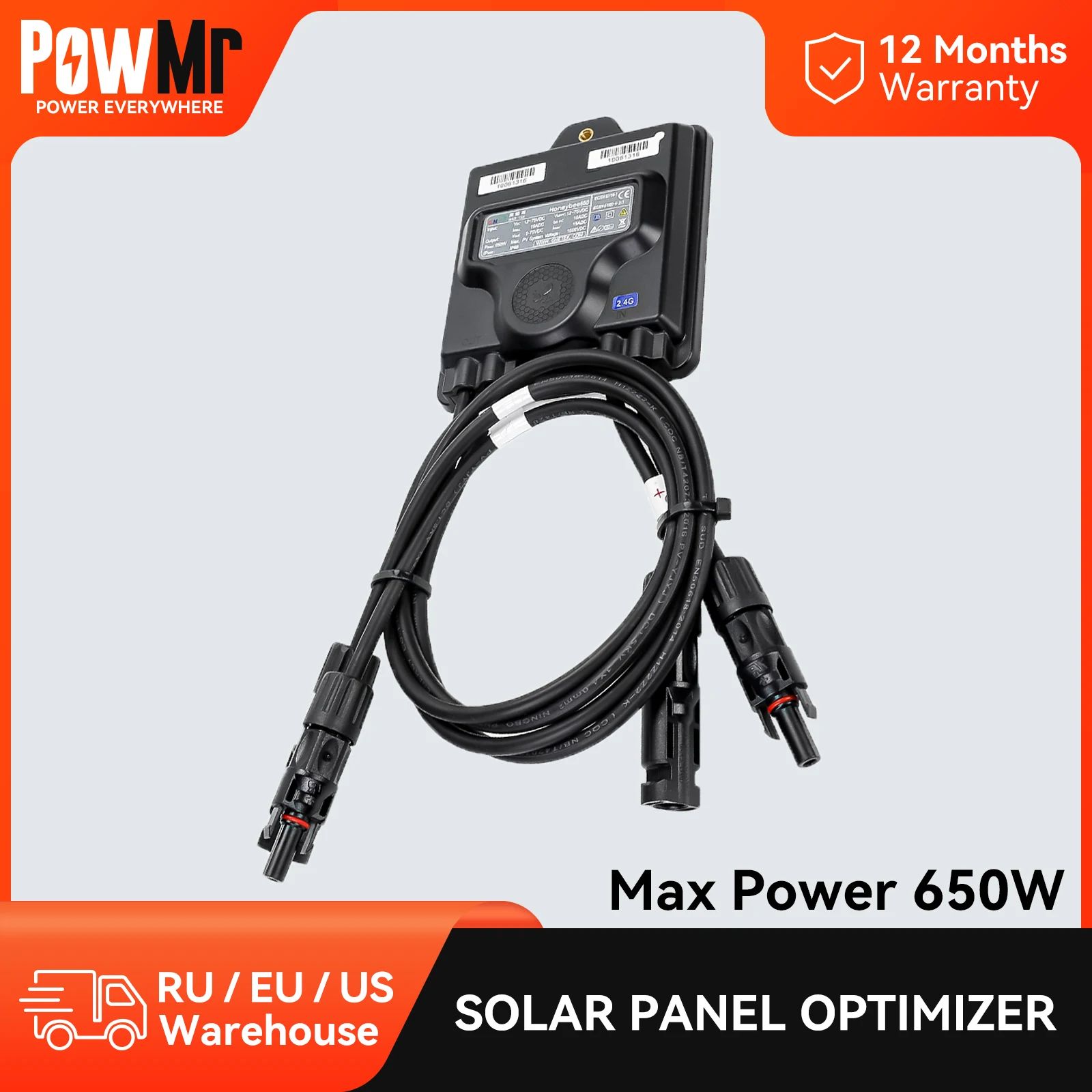 PowMr 650W Solar PV Optimizer for Panel MPPT Real-Time Monitoring Support 1000V 1500V 1/2PC
PowMr 650W Solar PV Optimizer for Panel MPPT Real-Time Monitoring Support 1000V 1500V 1/2PC