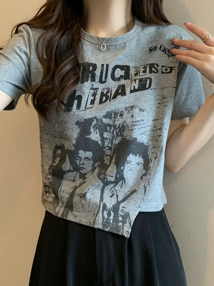 ADAgirl Graphic Print Cropped Tops Asymmetric Vintage Women Short Sleeve T-shirt Female Summer Basice Tees Harajuku Streetwear
ADAgirl Graphic Print Cropped Tops Asymmetric Vintage Women Short Sleeve T-shirt Female Summer Basice Tees Harajuku Streetwear