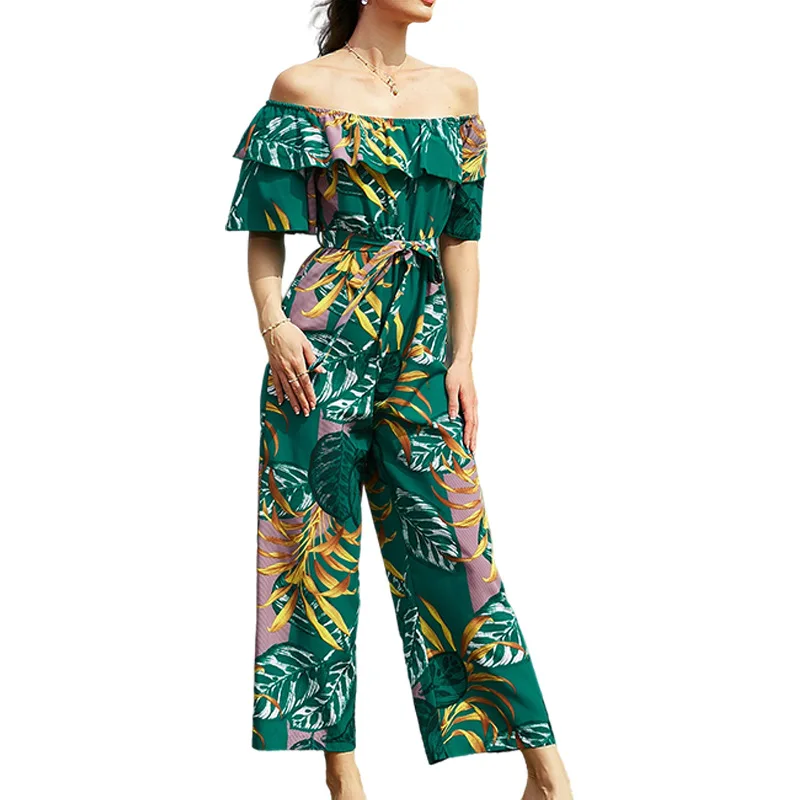 Women Jumpsuit Summer Stylish Floral Print Loose Street Wear Casual Lady Pants Travel Beach Wear Slash Neck Female Clothes 
Women Jumpsuit Summer Stylish Floral Print Loose Street Wear Casual Lady Pants Travel Beach Wear Slash Neck Female Clothes