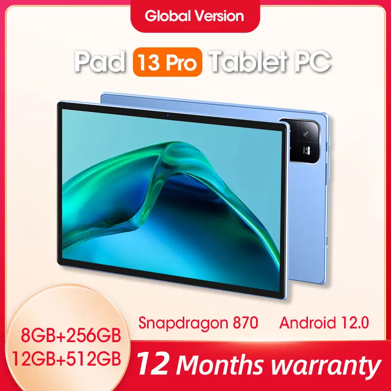 Pad 13 Pro Tablet Snapdragon 870 12GB 512GB 10 Inch Andriod Tablets 4G/5G Tablet PC Android 12 10000mAh Tablet Global Version
Pad 13 Pro Tablet Snapdragon 870 12GB 512GB 10 Inch Andriod Tablets 4G/5G Tablet PC Android 12 10000mAh Tablet Global Version