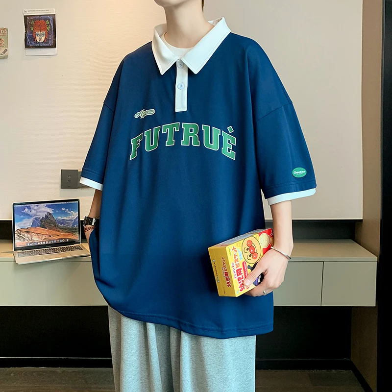 

Летняя винтажная Мужская футболка-поло с надписью, новинка 2023, футболки с графическими надписями, уличная одежда в стиле Харадзюку, большие размеры 3XL