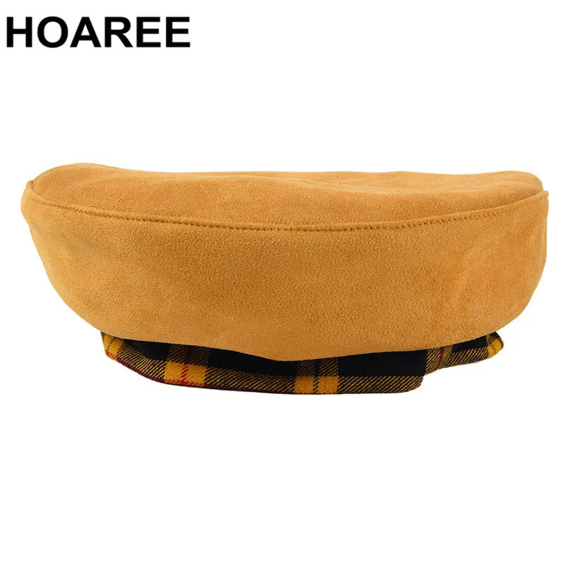 HOAREE Reversible Winter Hat Yellow Women Plaid Two-sided Suede Beret Hat Patchwork High Quality Brand Ladies French Baret
HOAREE Reversible Winter Hat Yellow Women Plaid Two-sided Suede Beret Hat Patchwork High Quality Brand Ladies French Baret