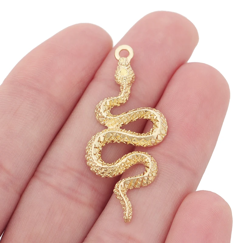 

10 x Gold Color Metal Cobra Wild Snake Charms Pendants for DIY Earrings Necklace Jewelry Making Accessories 43x17mm
