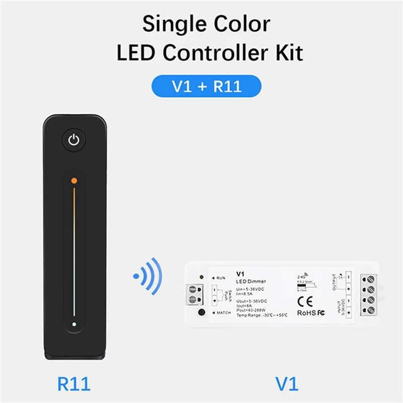 LED Dimmer 12V 5V 24V 36V 8A PWM Wireless RF Switch with 2.4G Brightness Adjustment Contact Remote for Led Single Color
LED Dimmer 12V 5V 24V 36V 8A PWM Wireless RF Switch with 2.4G Brightness Adjustment Contact Remote for Led Single Color
