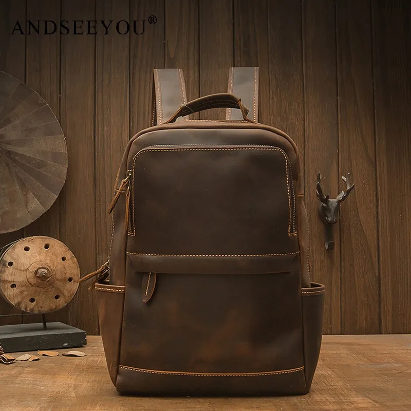 Andseeyou Brand Handmade Original New Crazy Horse Leather Backpack Men's Retro Leather Casual First Layer Cowhide Business Compu
Andseeyou Brand Handmade Original New Crazy Horse Leather Backpack Men's Retro Leather Casual First Layer Cowhide Business Compu