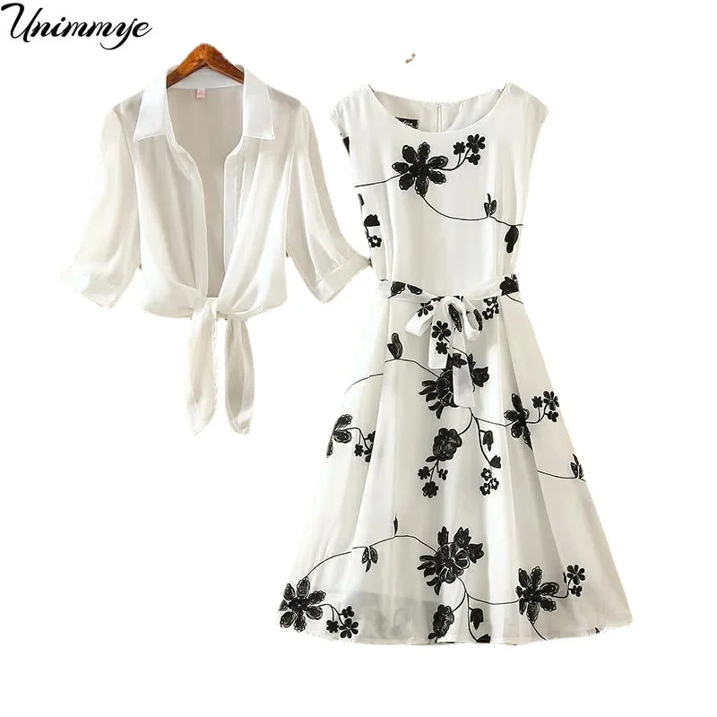 Dress Suit Women's Fashion 2023 Summer New Style Korean Style Bandage Retro Printed Chiffon Dress Chiffon Blouse Two-piece Suit
Dress Suit Women's Fashion 2023 Summer New Style Korean Style Bandage Retro Printed Chiffon Dress Chiffon Blouse Two-piece Suit