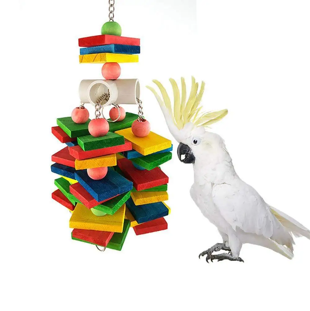 Parrot Colorful Natural Wooden Hanging Chew Toys With Hook Bird Cage Accessories For Medium Large Birds
Parrot Colorful Natural Wooden Hanging Chew Toys With Hook Bird Cage Accessories For Medium Large Birds