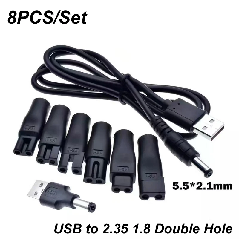 USB Male Socket 5521 55*21 DC to 2.35 1.8 Double Hole 2-Prong Charging Adapter Converter Cable Plug For Shaver Pentium Hair Clipper
USB Male Socket 5521 55*21 DC to 2.35 1.8 Double Hole 2-Prong Charging Adapter Converter Cable Plug For Shaver Pentium Hair Clipper