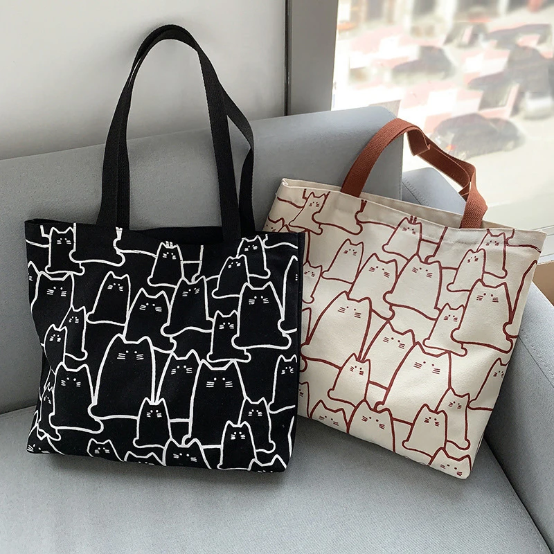 Canvas Bags Handbag for Women 2022 Shopper Cute Cat Tote Bag with Zipper Designer Bag Japanese Style Cartoon Small Shoulder Bags
Canvas Bags Handbag for Women 2022 Shopper Cute Cat Tote Bag with Zipper Designer Bag Japanese Style Cartoon Small Shoulder Bags