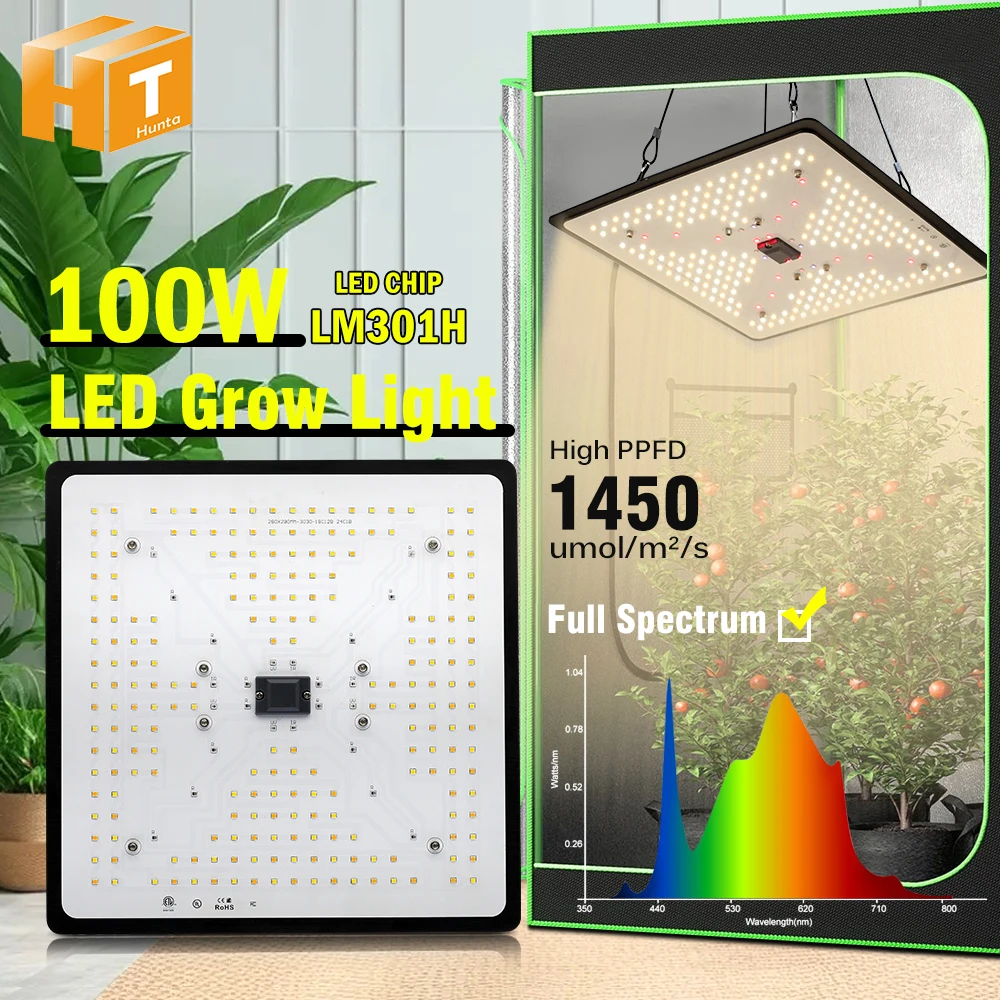 Hunta 100W LED Grow Light LM301H Full Spectrum для теплиц
Hunta 100W LED Grow Light LM301H Full Spectrum для теплиц