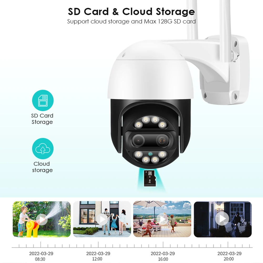 8MP 2.4G WiFi 4K PTZ IP Camera Dual Lens Waterproof Surveillance Security IP Camera Night Vision Human Detection 8X Digital Zoom
8MP 2.4G WiFi 4K PTZ IP Camera Dual Lens Waterproof Surveillance Security IP Camera Night Vision Human Detection 8X Digital Zoom