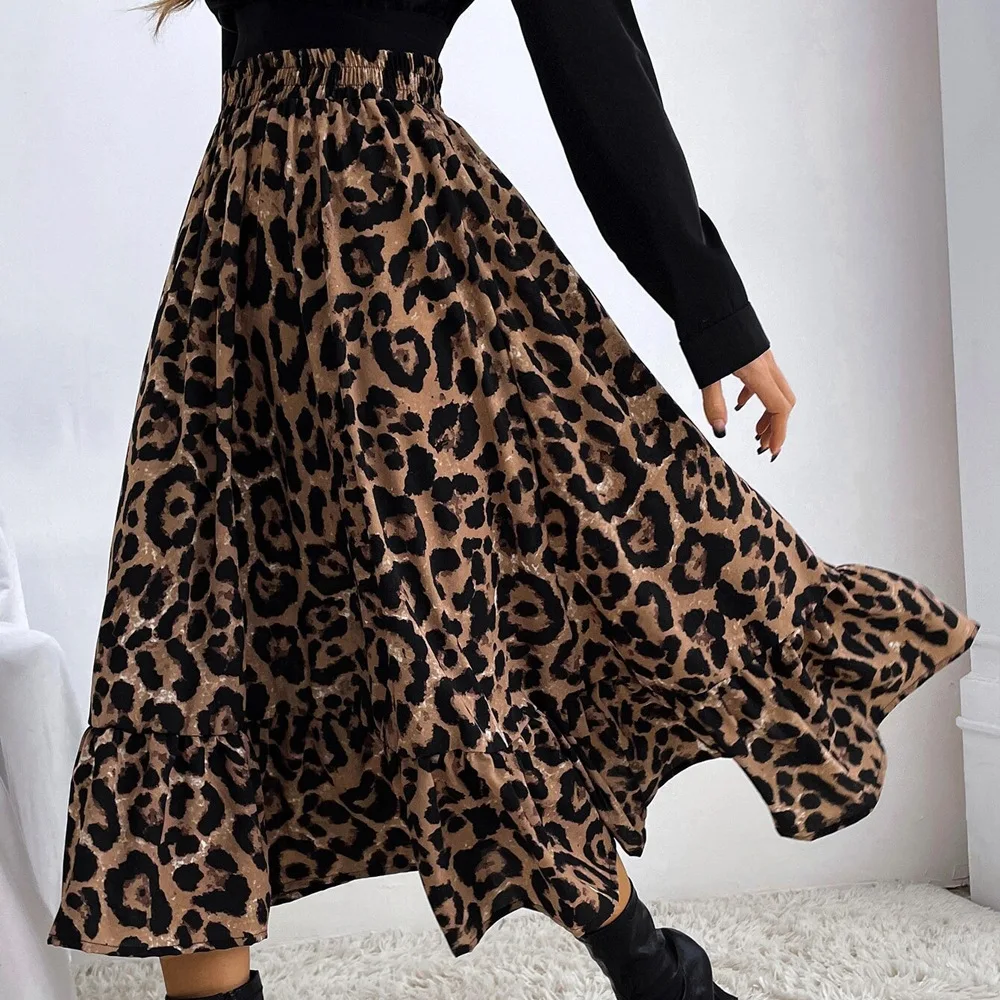 2023 Women Sexy Leopard Print High Waist Loose Big Hem Long Skirts Casual Ruffle Stitching Skirts Y2k Streetwear Women Faldas
2023 Women Sexy Leopard Print High Waist Loose Big Hem Long Skirts Casual Ruffle Stitching Skirts Y2k Streetwear Women Faldas