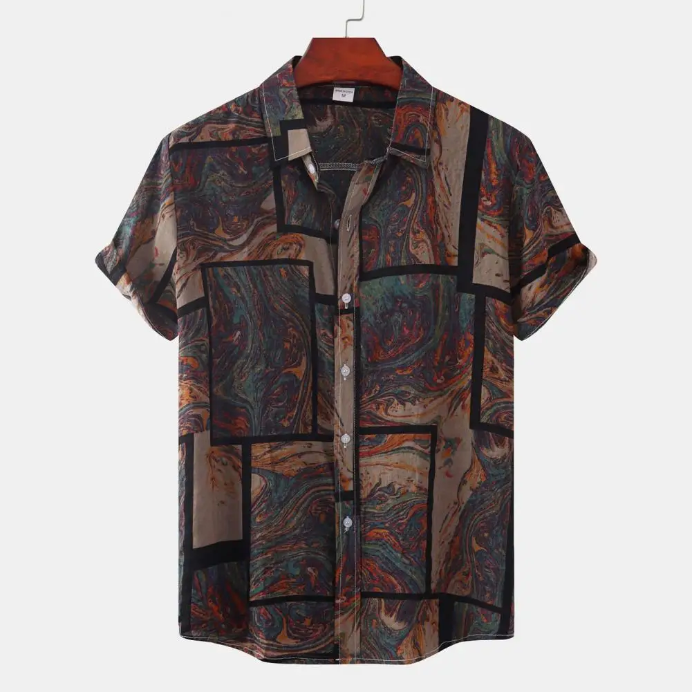 Men Shirt Vintage Style Men Top Single-breasted Summer Shirt Turn-down Collar Shirt Casual Summer Top for Daily Wear
Men Shirt Vintage Style Men Top Single-breasted Summer Shirt Turn-down Collar Shirt Casual Summer Top for Daily Wear