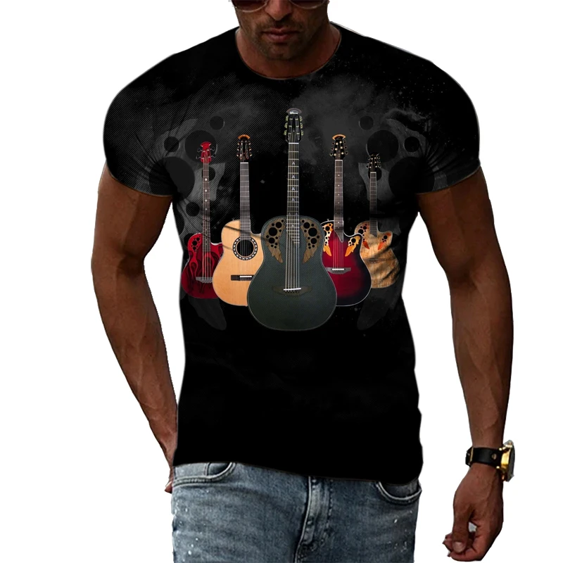 

Распродажа, индивидуальная креативная Мужская футболка SummerNewHot с принтом гитары, модная спортивная повседневная трендовая крутая стильная ...