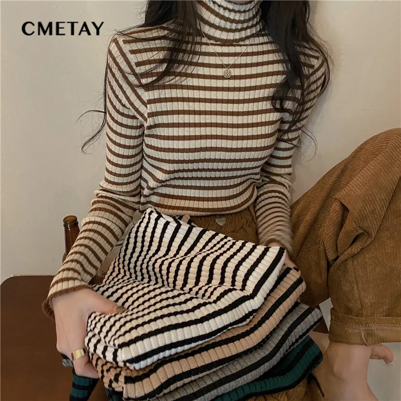 Women Turtleneck Striped Sweater Harajuku Winter Retro Women's Thick Slim Stretch Warm Tops 2022 Autumn Knitted Pullover
Women Turtleneck Striped Sweater Harajuku Winter Retro Women's Thick Slim Stretch Warm Tops 2022 Autumn Knitted Pullover