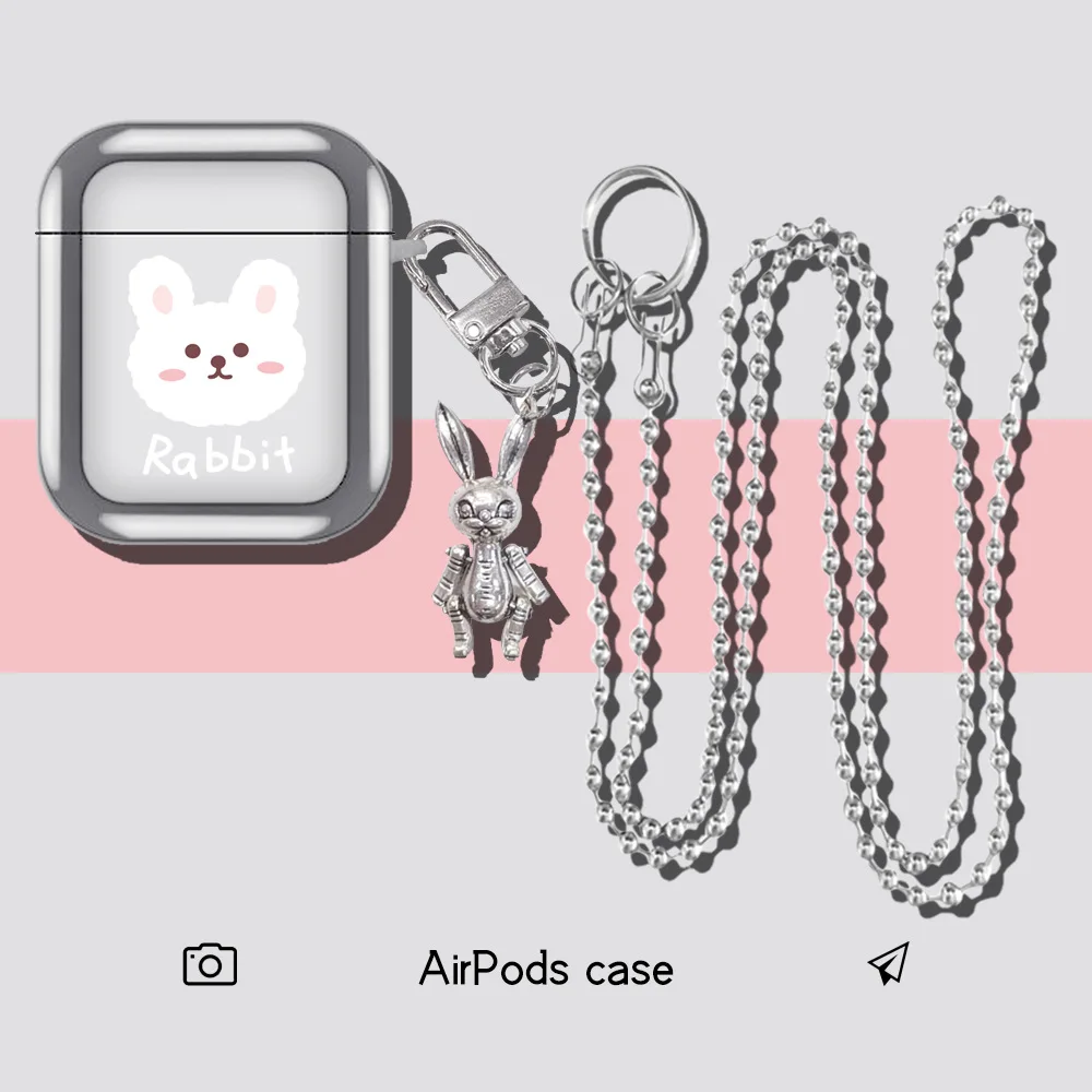 

Cute Bunny Pendant Electroplated Mirror Earphone Case for Apple Airpods Pro 3 Case for Airpods 3 3rd Generation Air Pod 2 1 Case