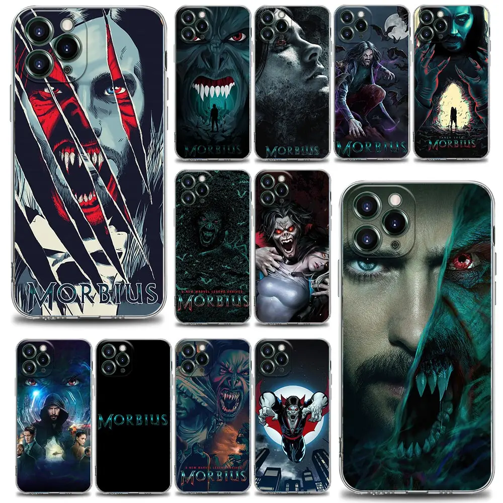 

Morbius Dr. Dark Night Marvel Vampire Shell Case for iPhone 11 12 13 14 Pro Max Mini SE XR XS 7 8 Plus Transparent Cover Fundas