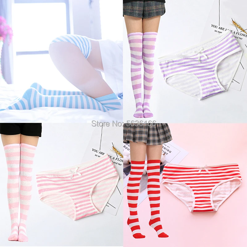 Sexy Hot Erotic Japanese Anime Miku Kawaii Mini Bikini Cosplay Blue White Striped Lolita socks underpants Women Underwear Set
Sexy Hot Erotic Japanese Anime Miku Kawaii Mini Bikini Cosplay Blue White Striped Lolita socks underpants Women Underwear Set