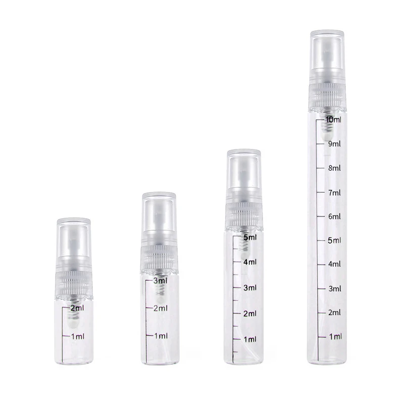 

50pcs 2ml 3ml 5ml 10ml Mini Spray Bottle Empty Perfume Bottles Glass Cosmetic Sample Vials Clear Refillable Protable Containers