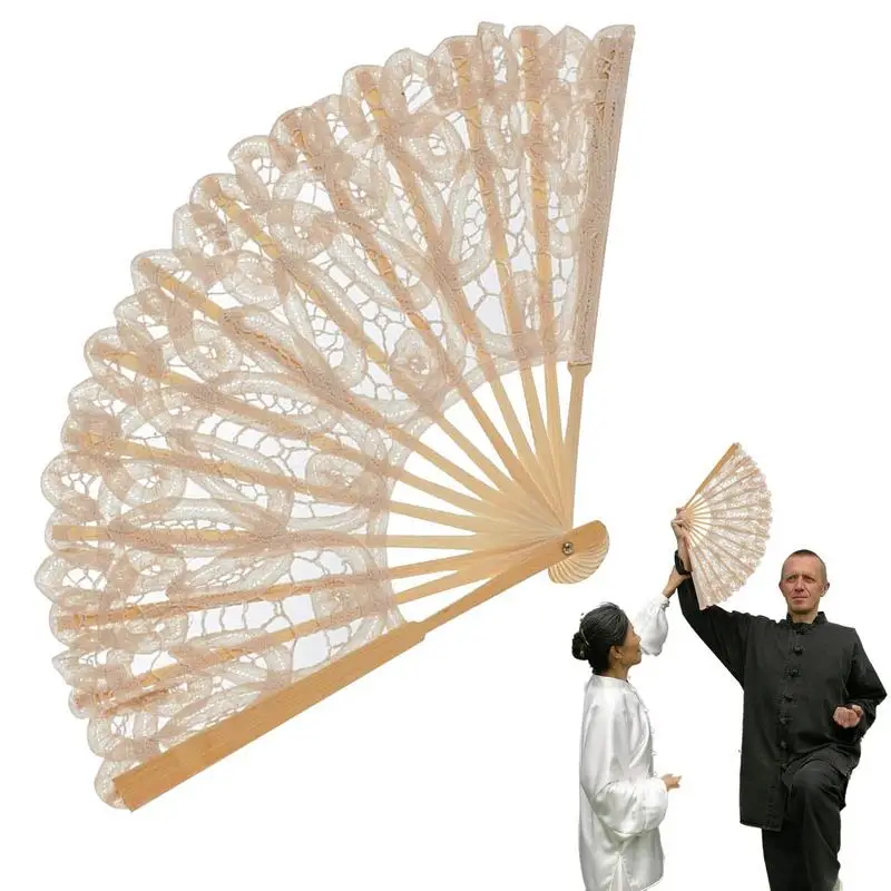 

Cotton Lace Fan Aristocratic Court Fans Wedding Dancing Fans Elegant Handmade Hollow Out Wedding Party Photography Supplies