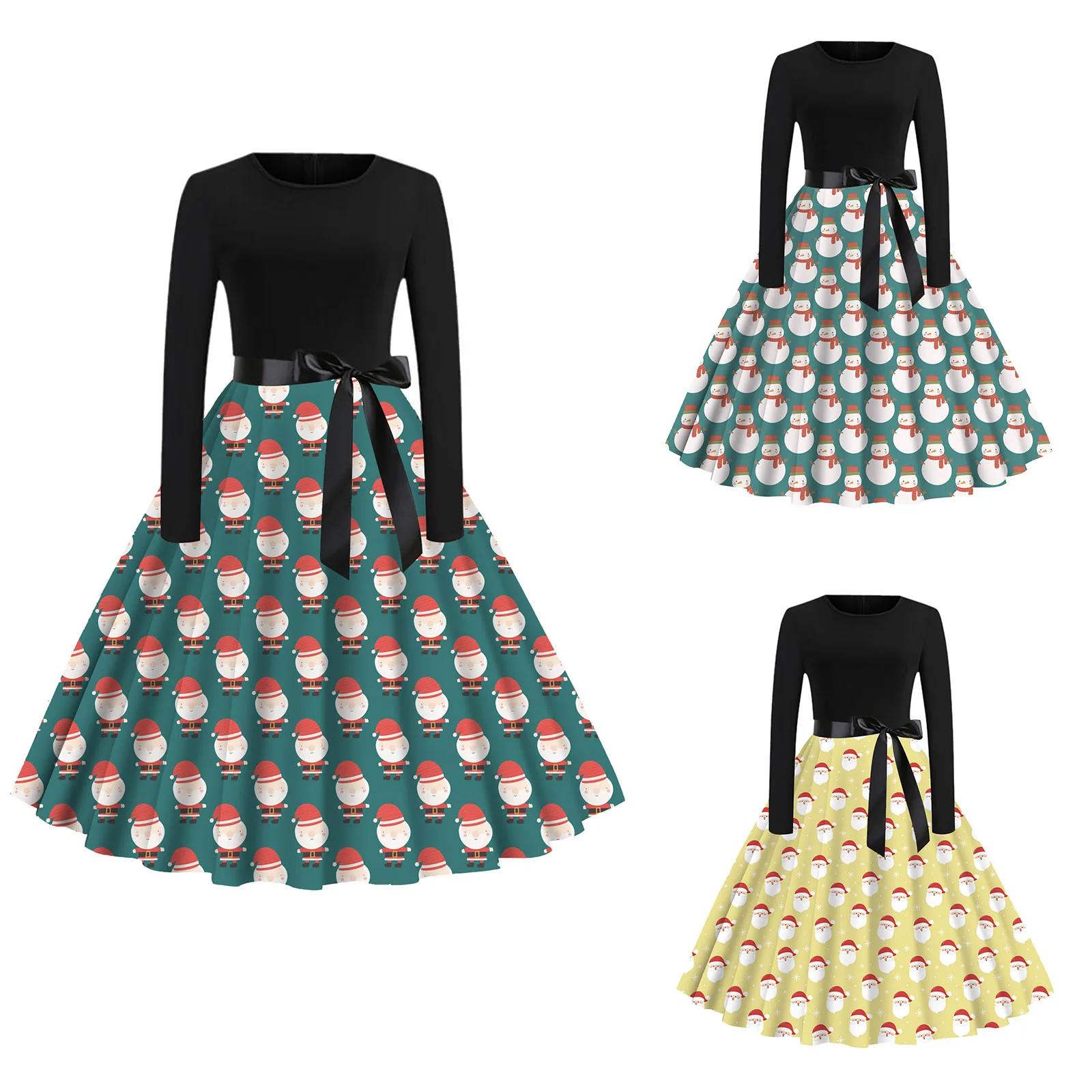 Women Fashion Christmas Print Dress Round Neck 1950s Housewife Party Dress Cocktail Dress Women
Women Fashion Christmas Print Dress Round Neck 1950s Housewife Party Dress Cocktail Dress Women