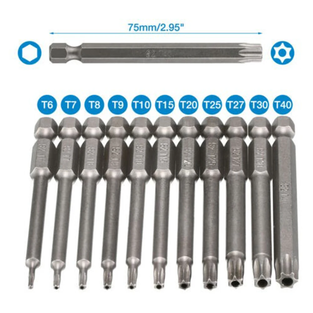 Hex Head Wrench Drill Bits Quick Change Impact Driver Magnetic Screwdriver Bit T6 T7 T8 T9 T10 T15 T20 T25 T27 T30 T40
Hex Head Wrench Drill Bits Quick Change Impact Driver Magnetic Screwdriver Bit T6 T7 T8 T9 T10 T15 T20 T25 T27 T30 T40