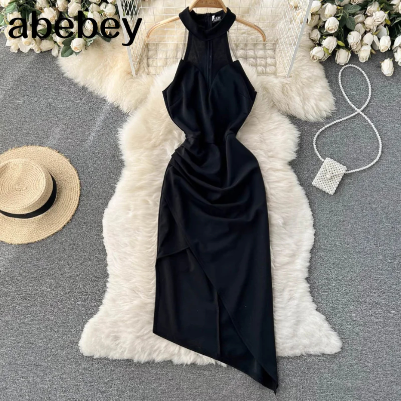 Sexy Off Shoulder Evening Dress Women Sleeveless Slim Irregular Club Dresses Summer Fashion Korean Split Long Sundress
Sexy Off Shoulder Evening Dress Women Sleeveless Slim Irregular Club Dresses Summer Fashion Korean Split Long Sundress