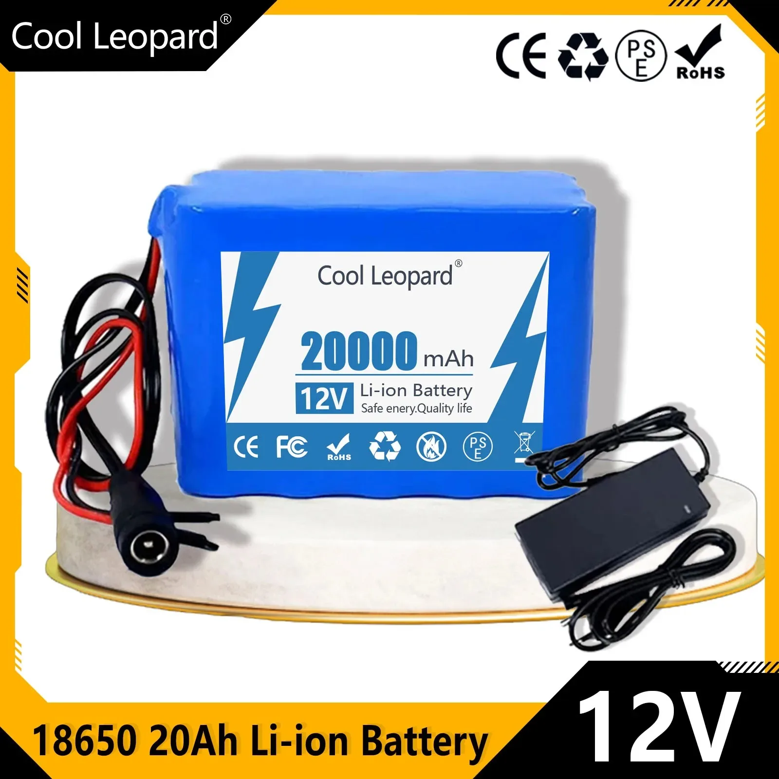 Аккумуляторная литий-ионная батарея Cool Leopard 12В 3s5p 18650 20000 мАч WBMS зарядное