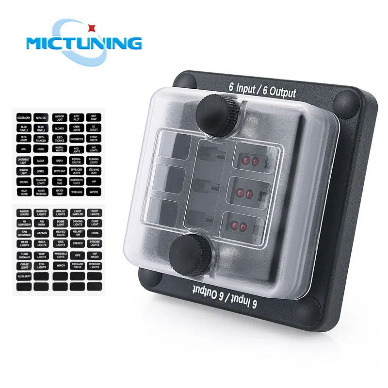 MICTUNING 6-Way Fuse Block Holder (6 Input/6 Output) - 6 Circuit Blade Fuse Box with Waterproof Protection Cover Sticker Labels
MICTUNING 6-Way Fuse Block Holder (6 Input/6 Output) - 6 Circuit Blade Fuse Box with Waterproof Protection Cover Sticker Labels