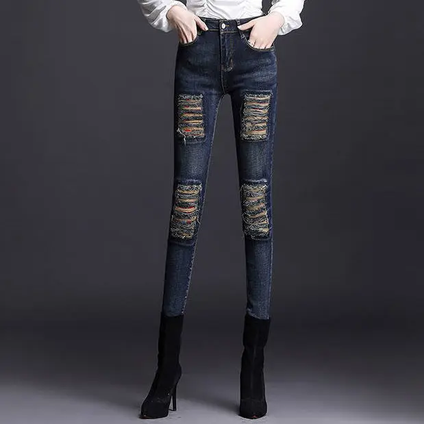 Ripped High Stretch Jeans Trousers Women's Skinny Fit Slim Office Denim Pencil Pants Vintage Fashion Female Streetwear M432
Ripped High Stretch Jeans Trousers Women's Skinny Fit Slim Office Denim Pencil Pants Vintage Fashion Female Streetwear M432