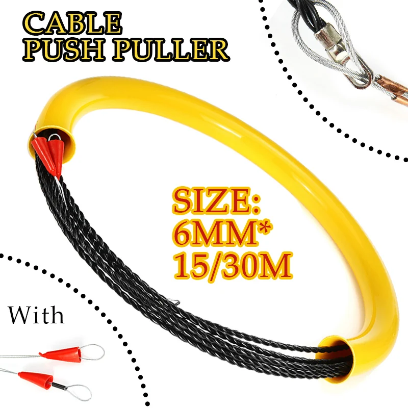 6.0MM 15/30M Cable Puller Fiberglass Electric Cable Wire Puller Installation Tool Cable Guide Device Aid Tool + 2 wire Harnesses
6.0MM 15/30M Cable Puller Fiberglass Electric Cable Wire Puller Installation Tool Cable Guide Device Aid Tool + 2 wire Harnesses