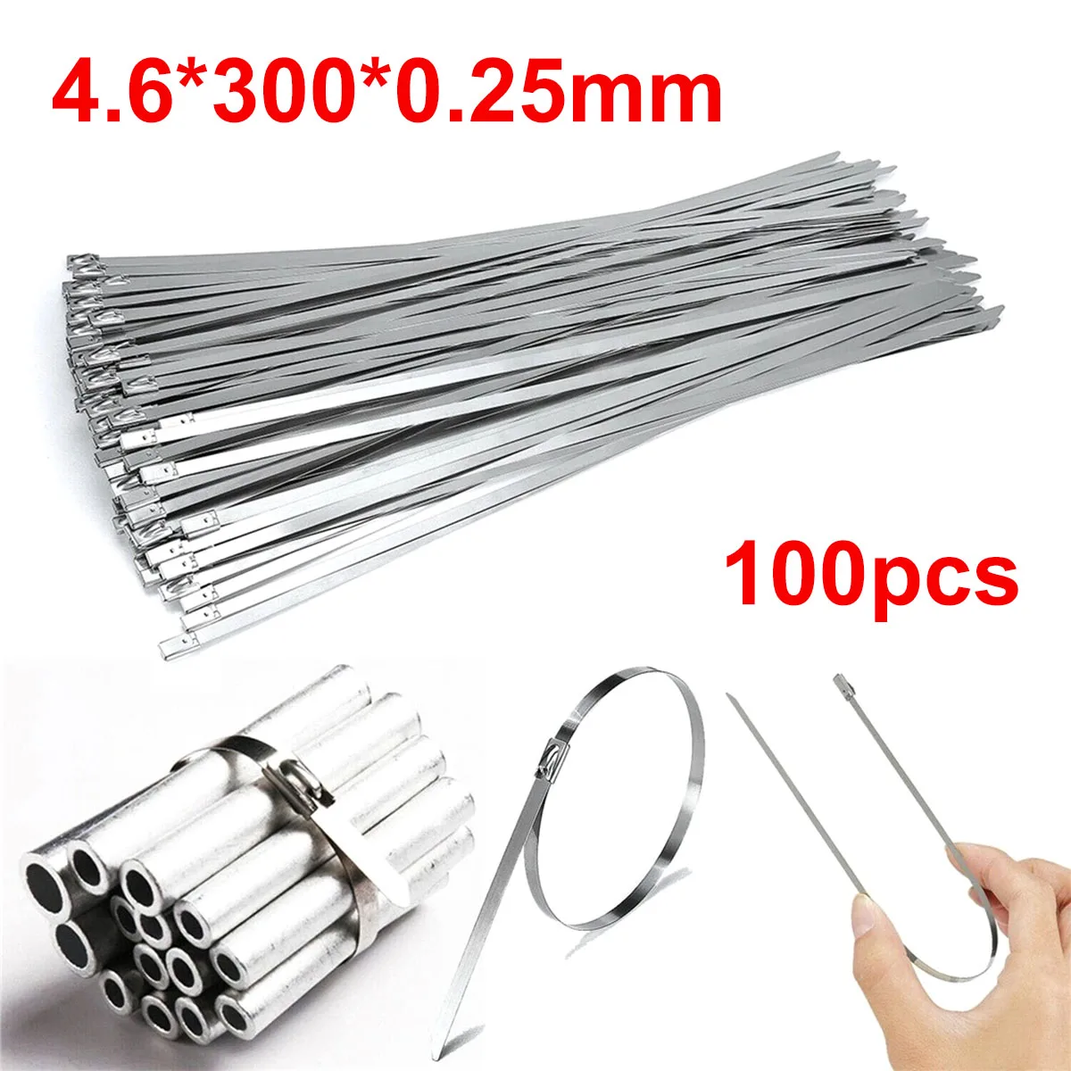 100Pcs 304 Stainless Steel Cable Ties 4.6mm Heavy Duty Self-Locking Cable Zip Ties Multi-Purpose Metal Exhaust Wrap Locking Ties
100Pcs 304 Stainless Steel Cable Ties 4.6mm Heavy Duty Self-Locking Cable Zip Ties Multi-Purpose Metal Exhaust Wrap Locking Ties