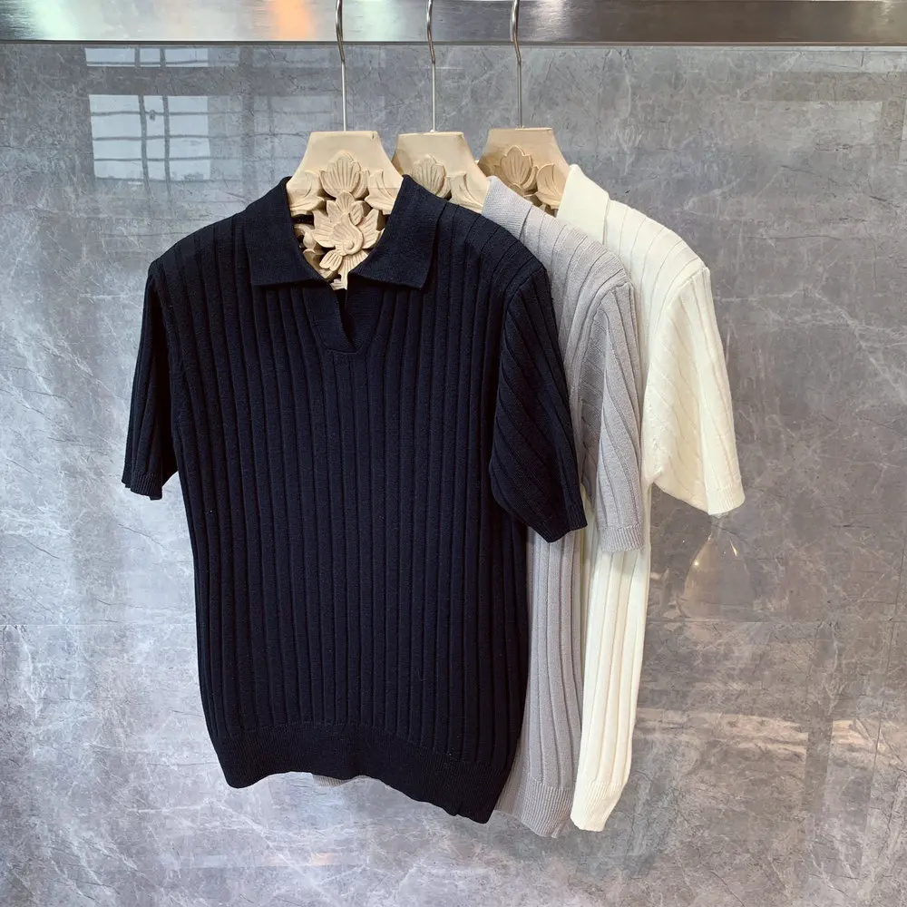 2022 Summer New Mens Polo Shirts Solid Color Short Sleeve Turn Down Collar Casual Knit Tops Fashion Men Slim Fit Clothing C33
2022 Summer New Mens Polo Shirts Solid Color Short Sleeve Turn Down Collar Casual Knit Tops Fashion Men Slim Fit Clothing C33