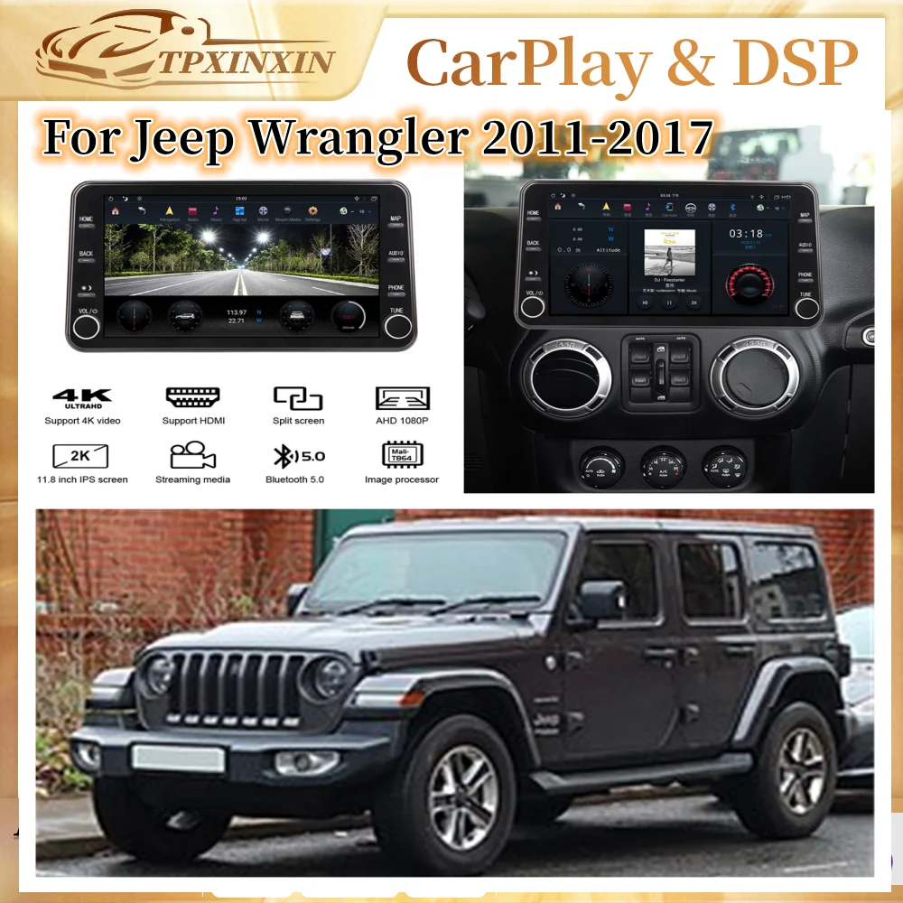 

2din Android PX6 CarPlay AutoRadio For Jeep Wrangler 2011 - 2017 Car Radio Multimedia Video Recorder Player Navi HeadUnit GPS