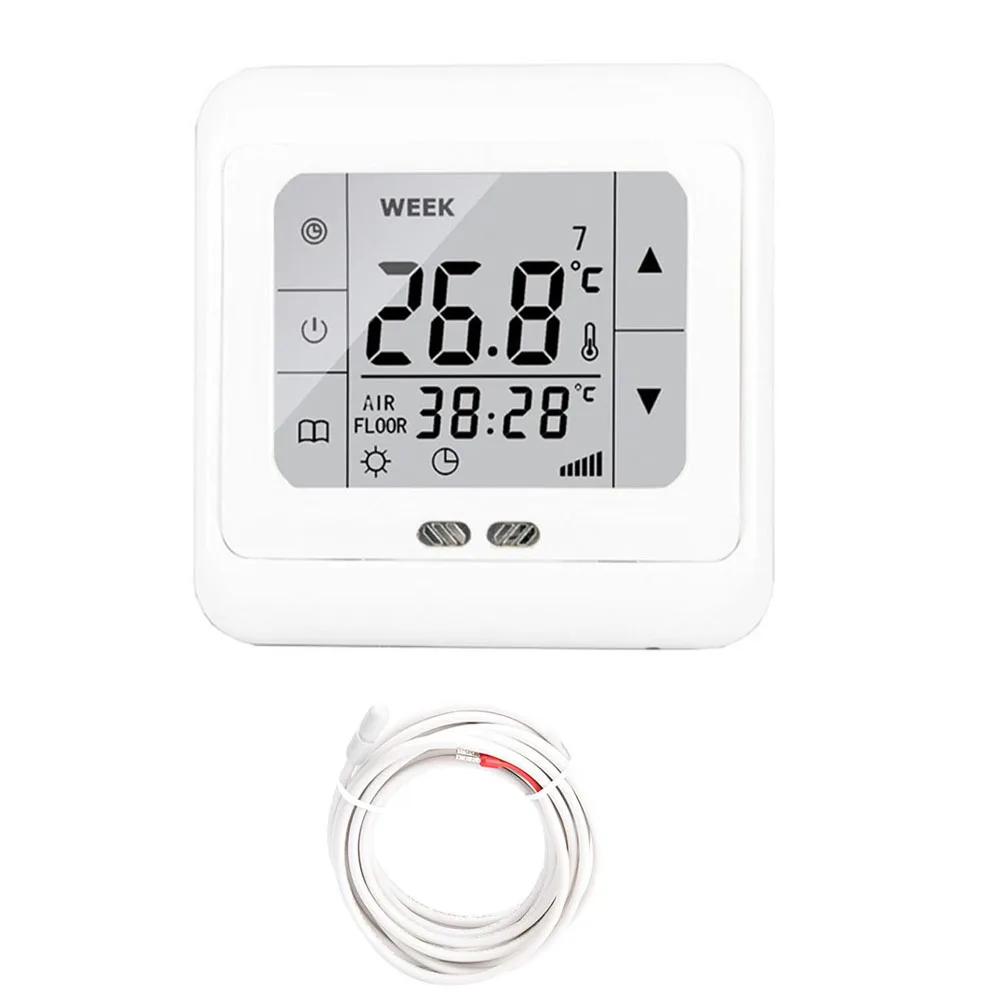 Digital Floor Sensor Thermostat Touchscreen Underfloor Heating Room Controller 6 Daily Period Programmable Setting
Digital Floor Sensor Thermostat Touchscreen Underfloor Heating Room Controller 6 Daily Period Programmable Setting