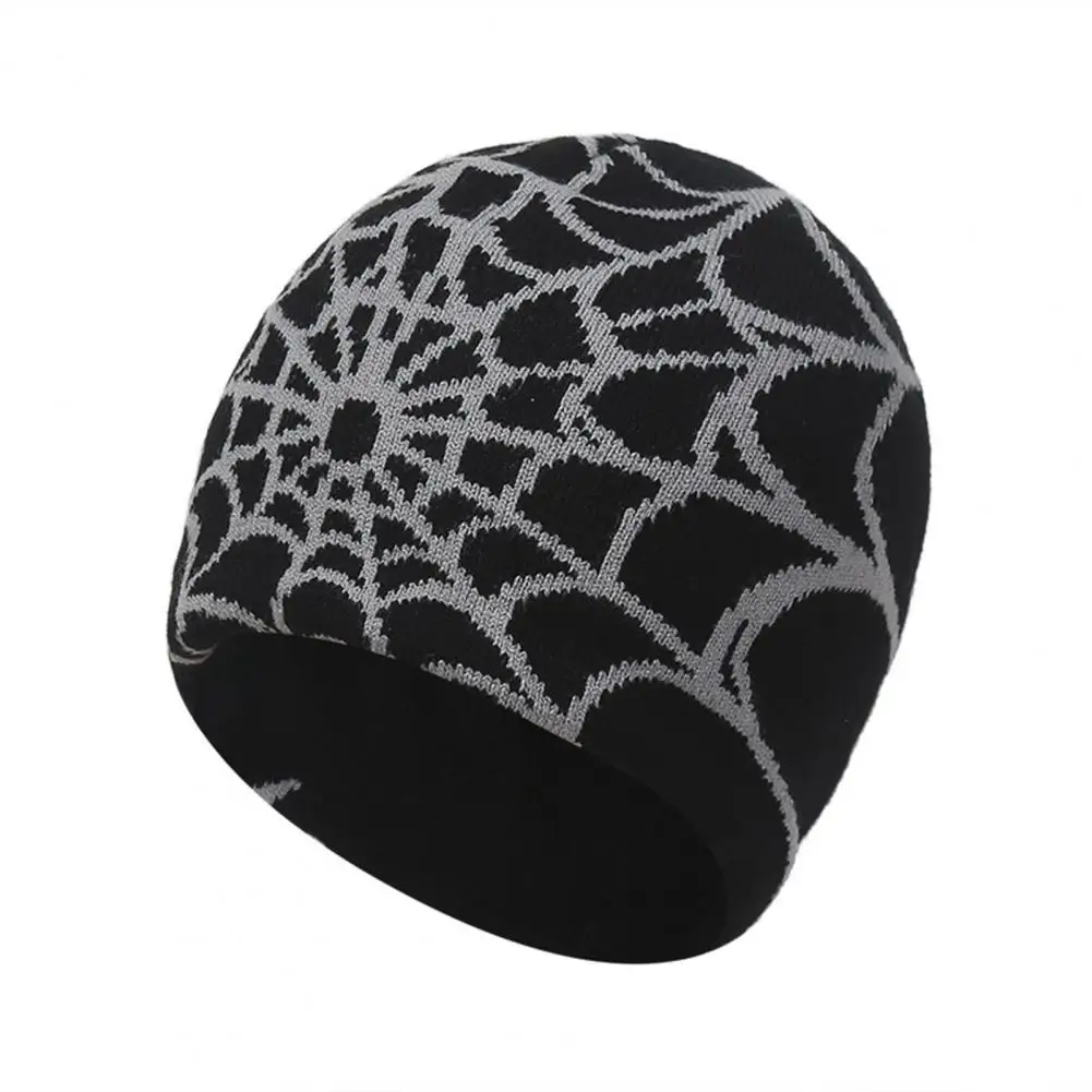 

Elastic Winter Hat Spider Web Knitted Beanie Hats for Halloween Parties Outdoor Activities Unisex High Elasticity Anti-shrink
