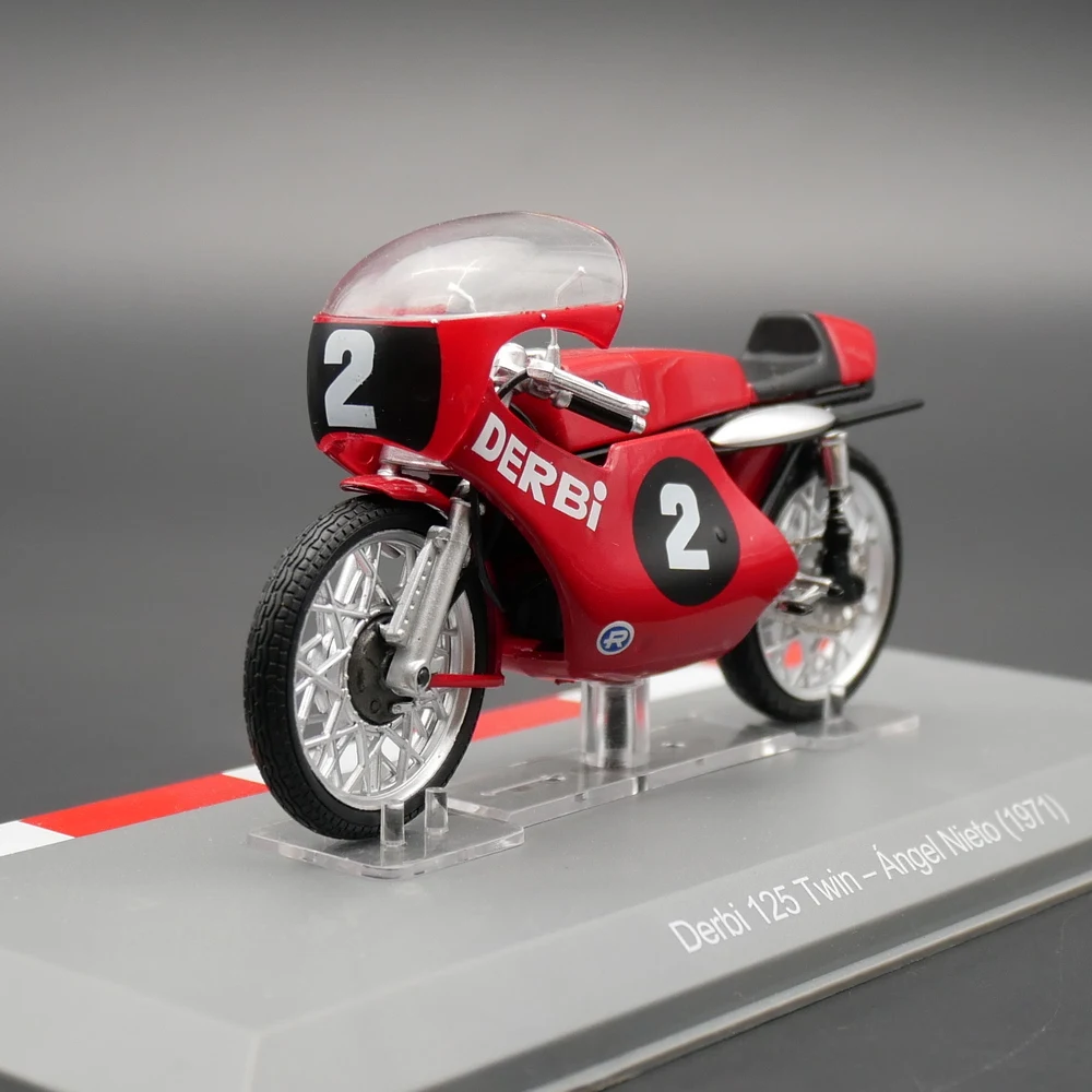 

Diecast Ixo 1/18 Scale Moto GP 1971 Derbi 125 Twin Derby Classic Nostalgic Motorcycle Racing Model Toy Collectible Toy Gift