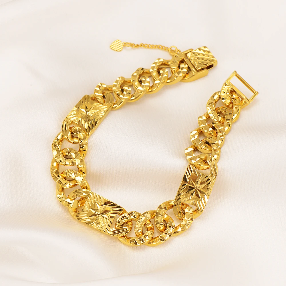 Mens Thick Chain Bracelets Men Women Gold Color Banglet African Dubai Arabian Wedding Jewelry Party Gifts
Mens Thick Chain Bracelets Men Women Gold Color Banglet African Dubai Arabian Wedding Jewelry Party Gifts