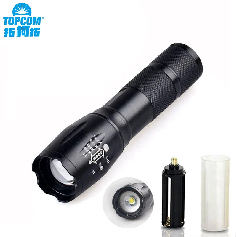 

TopCom E17 Flashlight XML T6 Led Aluminum Waterproof Zoom Camping Fishing Torch Tactical Light AAA or 18650 Rechargeable Battery