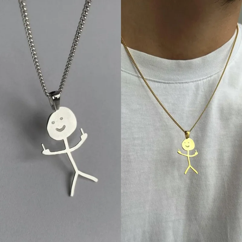 Fashion European and American hot selling fun graffiti necklace classic character vertical middle finger pendant small gift
Fashion European and American hot selling fun graffiti necklace classic character vertical middle finger pendant small gift