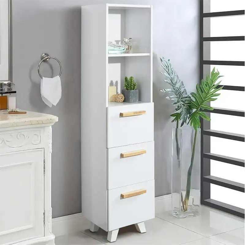 60inch Upright Standing Floor Cabinet Storage 2 Open Shelves Plus 3 Dawers with 4.4" Legs for Bathroom Living Room , W13.8 x D1
60inch Upright Standing Floor Cabinet Storage 2 Open Shelves Plus 3 Dawers with 4.4" Legs for Bathroom Living Room , W13.8 x D1