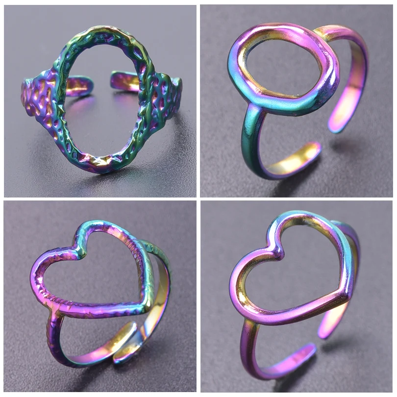 Trendy Stainless Steel Rainbow Color Adjustable Heart Round Ring Minimalist for Women Girls Party Jewelry Love Cute Charm DIY
Trendy Stainless Steel Rainbow Color Adjustable Heart Round Ring Minimalist for Women Girls Party Jewelry Love Cute Charm DIY