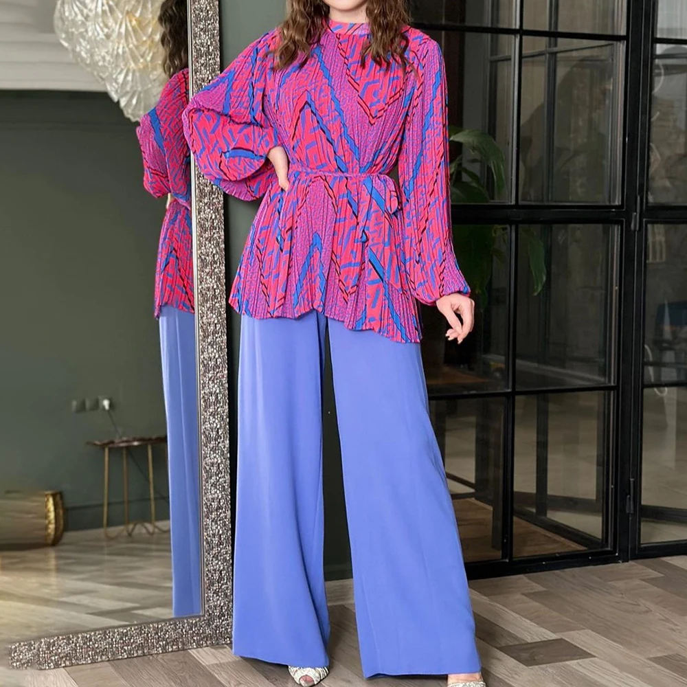 2023 Summer New Womens Clothing Fashion Elegant Retro Fold Temperament Puff sleeve Shirt High Waist Wide leg Pants Two Piece Set
2023 Summer New Womens Clothing Fashion Elegant Retro Fold Temperament Puff sleeve Shirt High Waist Wide leg Pants Two Piece Set