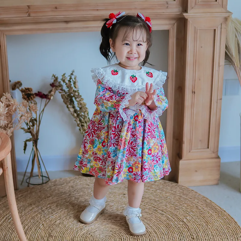Girls Strawberry Dress Children Long Sleeve Vintage Floral Lotia Dresses Toddler Girl CB089
Girls Strawberry Dress Children Long Sleeve Vintage Floral Lotia Dresses Toddler Girl CB089